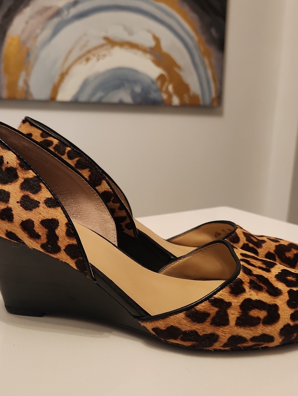 Franco Sarto Leopard Print Wedge Pumps - Picture 7 of 8